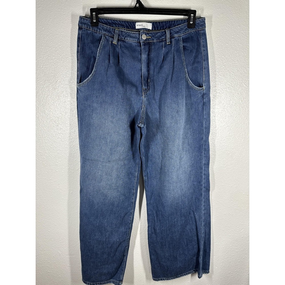 Oneso Jeans Juniors 13/31 Blue High Rise Wide Leg Pleated‎ Relaxed Denim Pants